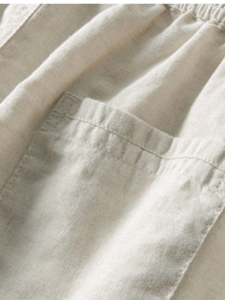 Men’s Linen-Style Outfit Set for Summer – Matching Shirt and Shorts Set for Holidays and Casual Wear