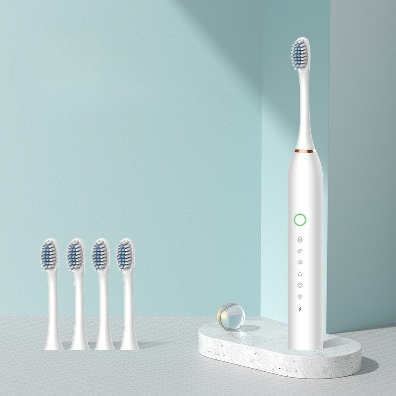 Rechargeable Electric Toothbrush with Replacement Brush Heads – Daily Oral Care Device for Effective Cleaning and Home Use