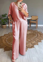 Natalie | Women's Chiffon Two-Piece Wide-Leg Ensemble