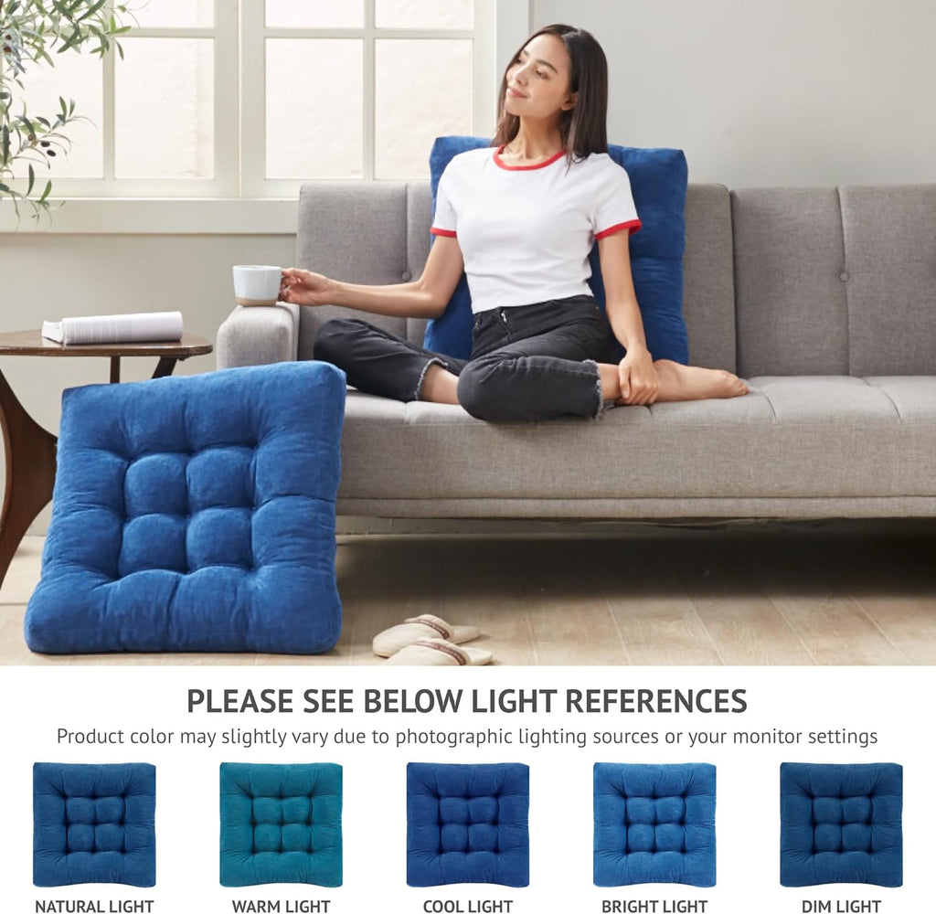 Set of Two Large Tufted Meditation Cushions for Floor Seating – Comfortable Support Pillows for Yoga, Mindfulness and Relaxation