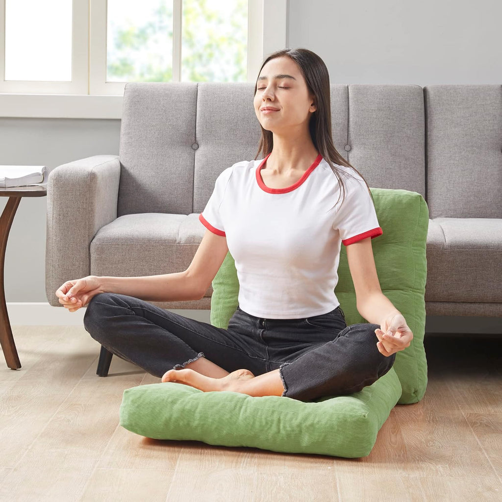 Set of Two Large Tufted Meditation Cushions for Floor Seating – Comfortable Support Pillows for Yoga, Mindfulness and Relaxation