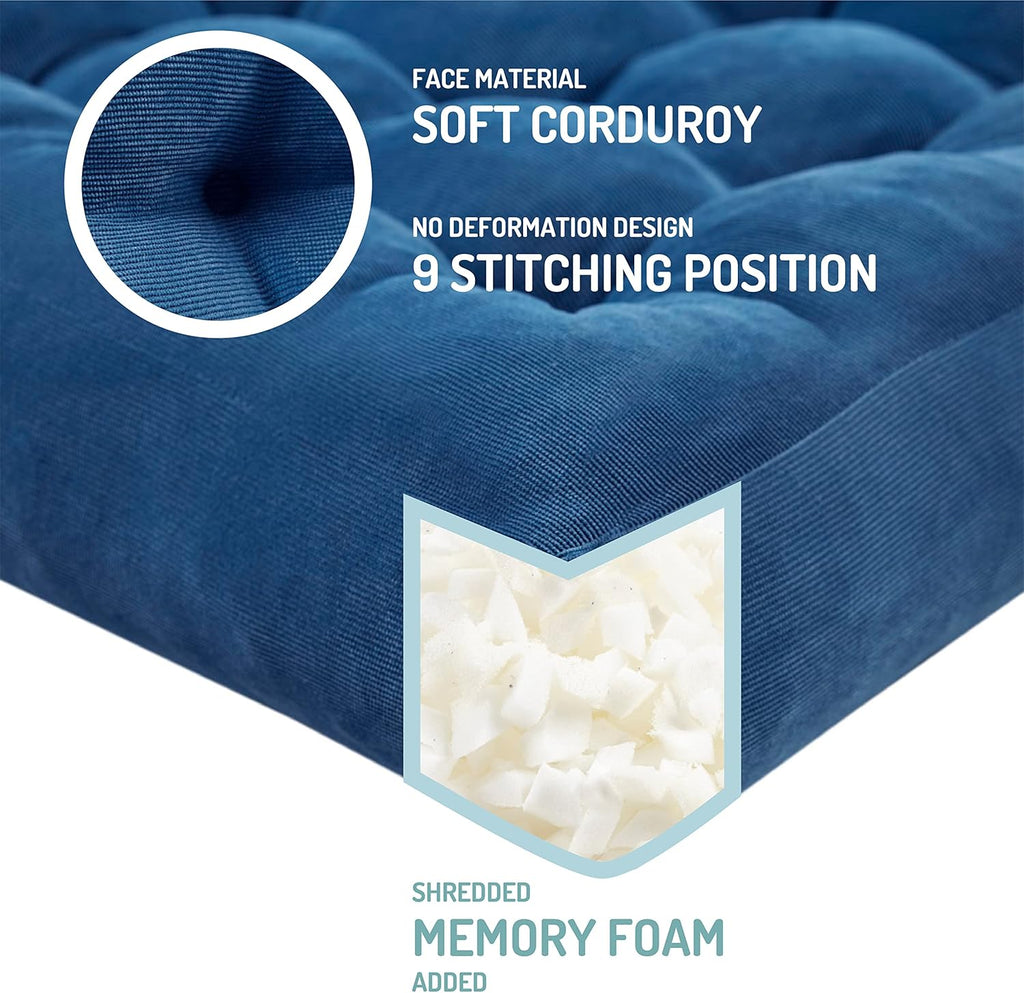 Set of Two Large Tufted Meditation Cushions for Floor Seating – Comfortable Support Pillows for Yoga, Mindfulness and Relaxation