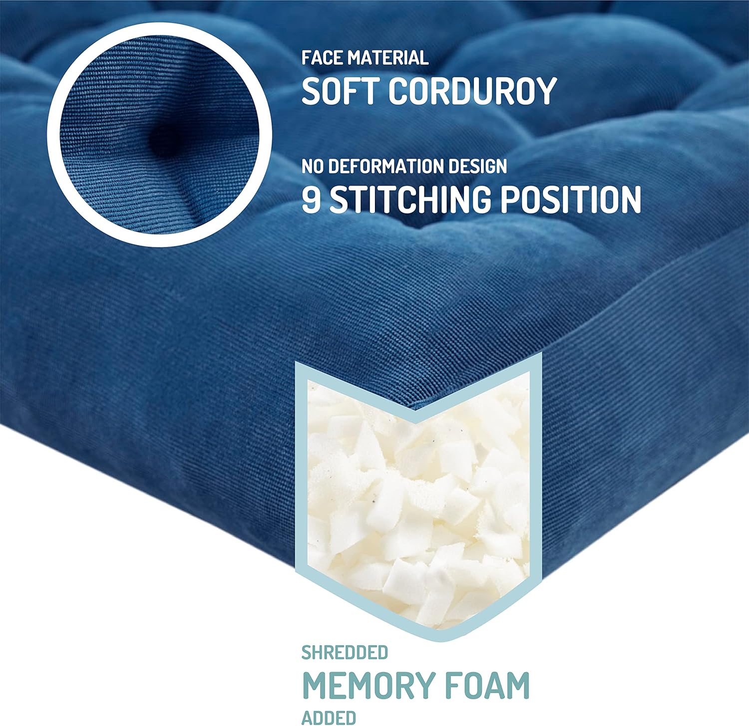 Set of Two Large Tufted Meditation Cushions for Floor Seating – Comfortable Support Pillows for Yoga, Mindfulness and Relaxation
