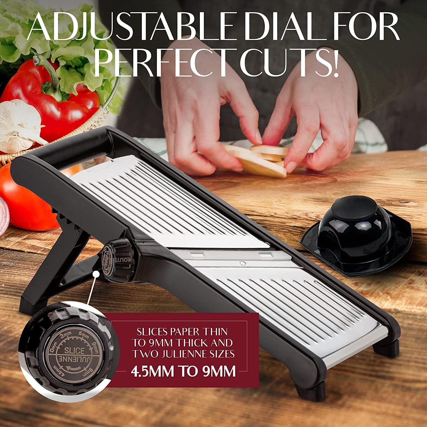 Food Slicer with Cut-Resistant Safety Gloves – Precision Kitchen Tool for Safe and Efficient Food Preparation