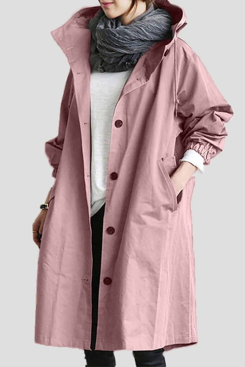 Women’s Hooded Waterproof Rain Trench Coat – Long Lightweight Coat for Wet Weather, Travel and Everyday Wear