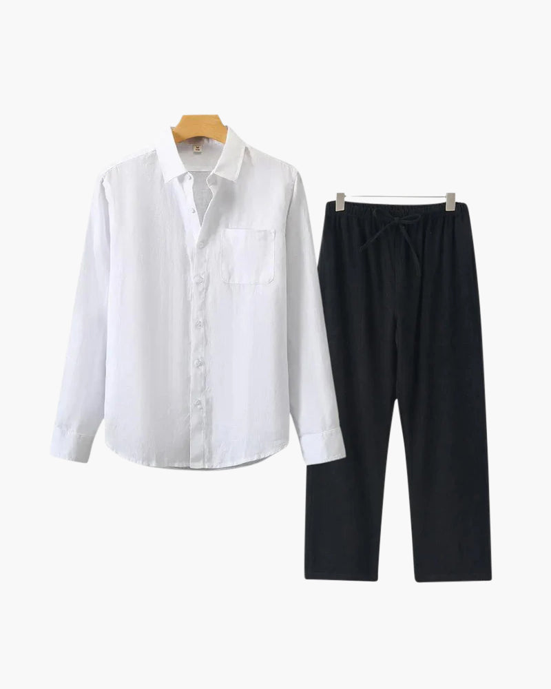 Classic Linen Long Sleeve Set - Old Money Style