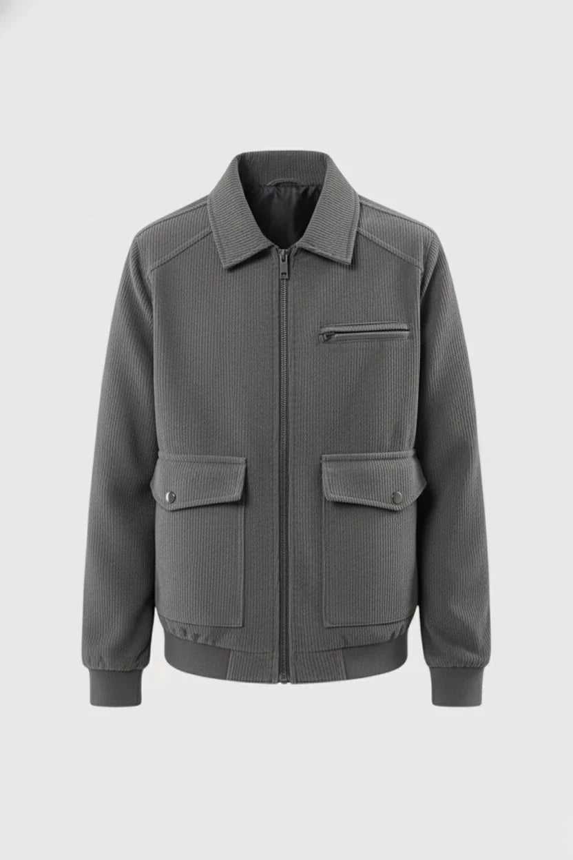 Liam – Grey Corduroy Jacket for Men