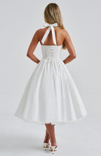 Chloe | Women's Halter Midi Dress for Wedding Guests
