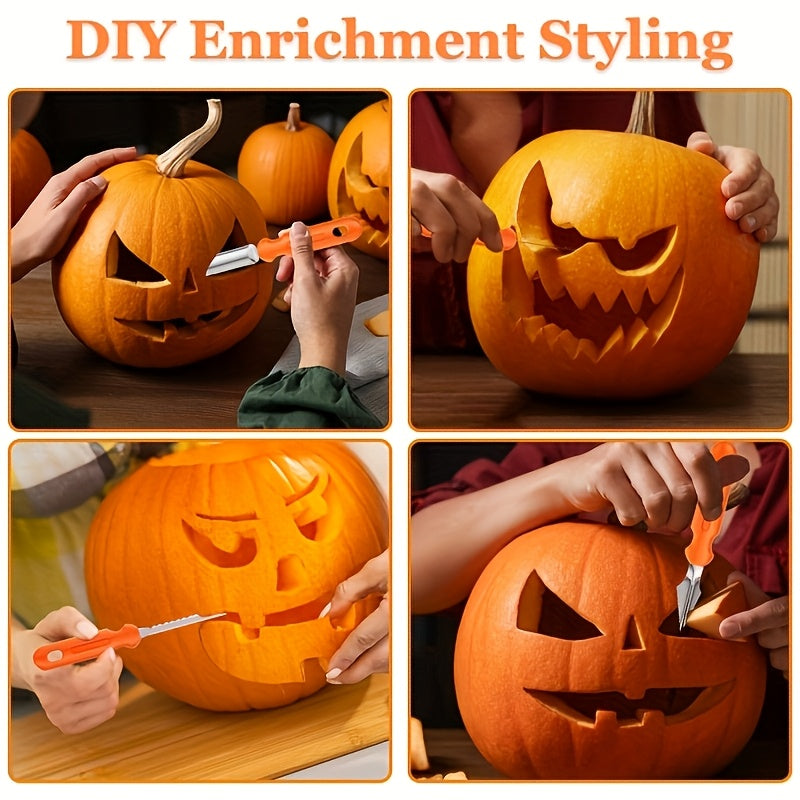 Pumpkin Carving Kit and Tools with Stainless Steel Dual-Blade Supplies for Halloween