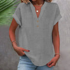 Short-Sleeve V-Neck Blouse for Women – Relaxed Fit Summer Top for Casual Wear and Everyday Outfits