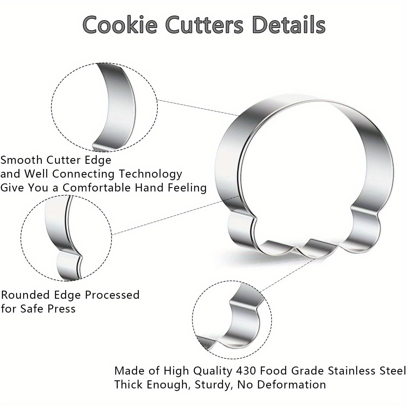 Halloween Stainless Steel Cookie Cutters Set with 7 Shapes Including Bat Ghost Pumpkin Skull