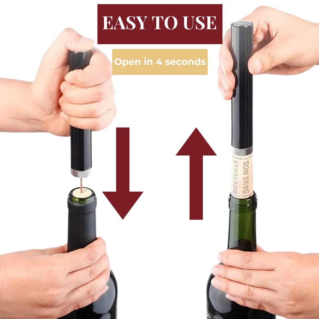 Air Pressure Corkscrew for Easy Wine Opening – Quick Cork Removal Tool for Home Use and Entertaining