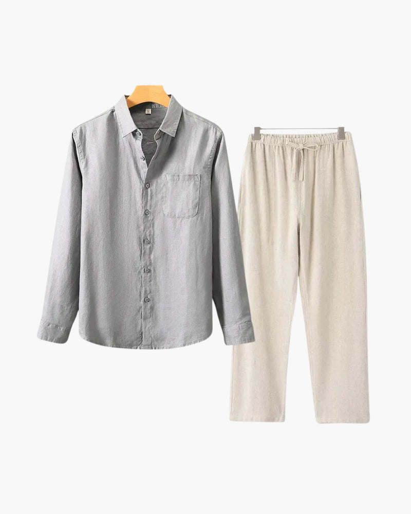 Classic Linen Long Sleeve Set - Old Money Style
