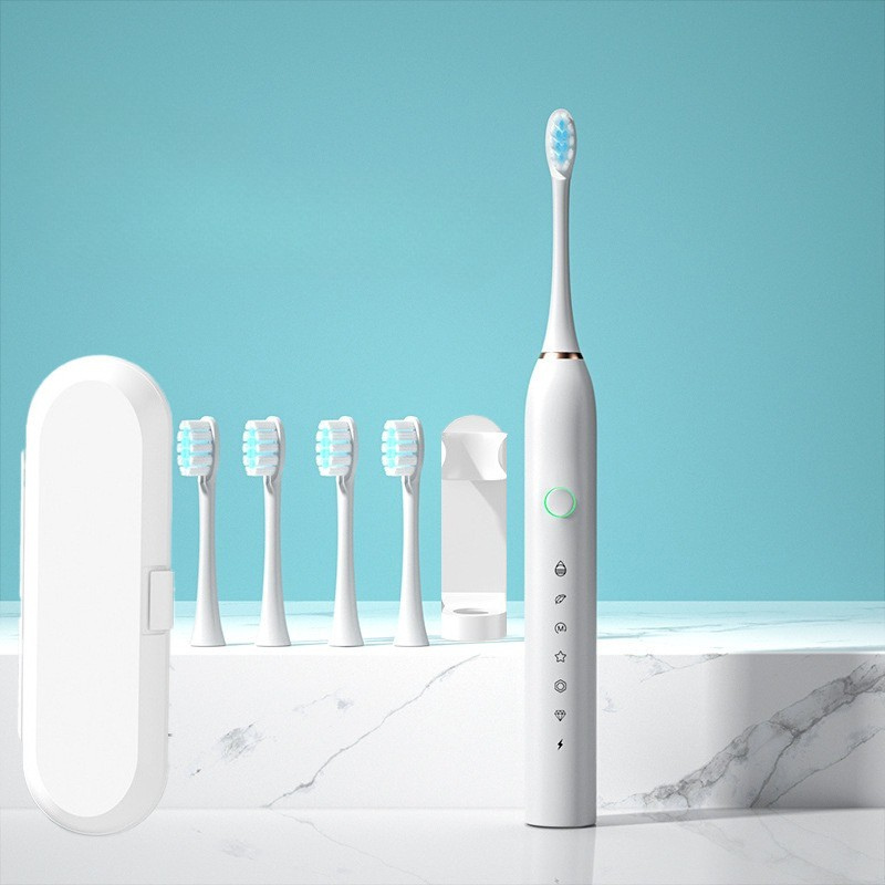 Rechargeable Electric Toothbrush with Replacement Brush Heads – Daily Oral Care Device for Effective Cleaning and Home Use