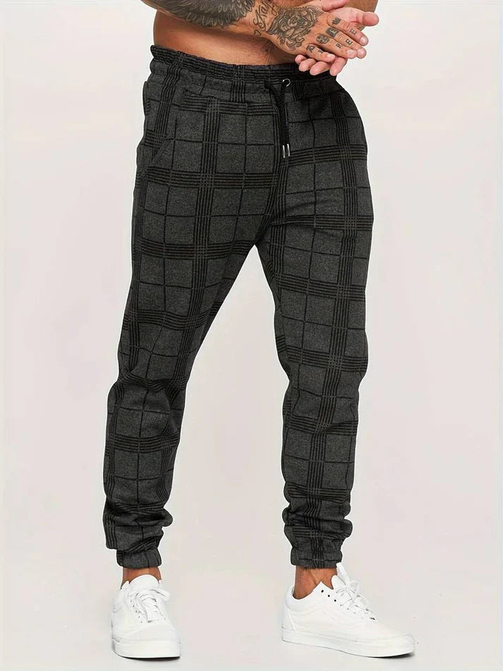Men’s Checked Jogging Pants for Casual Wear – Comfortable Lounge Pants for Home, Travel and Everyday Style