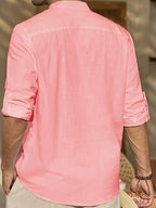 Men’s Linen-Style Shirt for Summer Outfits – Lightweight Button-Up Shirt for Holidays and Everyday Wear