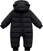 Winter Baby Romper with Bear Ears – Warm One-Piece Outfit for Newborns and Infants in Cold Weather