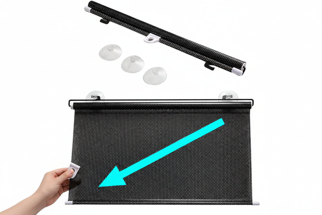 Suction Cup Window Blinds – UV-Blocking Retractable Blackout Shade for Cooling & Privacy (40×125 cm)