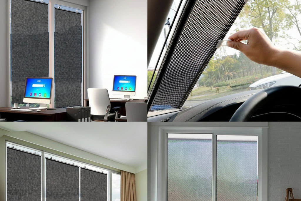 Suction Cup Window Blinds – UV-Blocking Retractable Blackout Shade for Cooling & Privacy (40×125 cm)