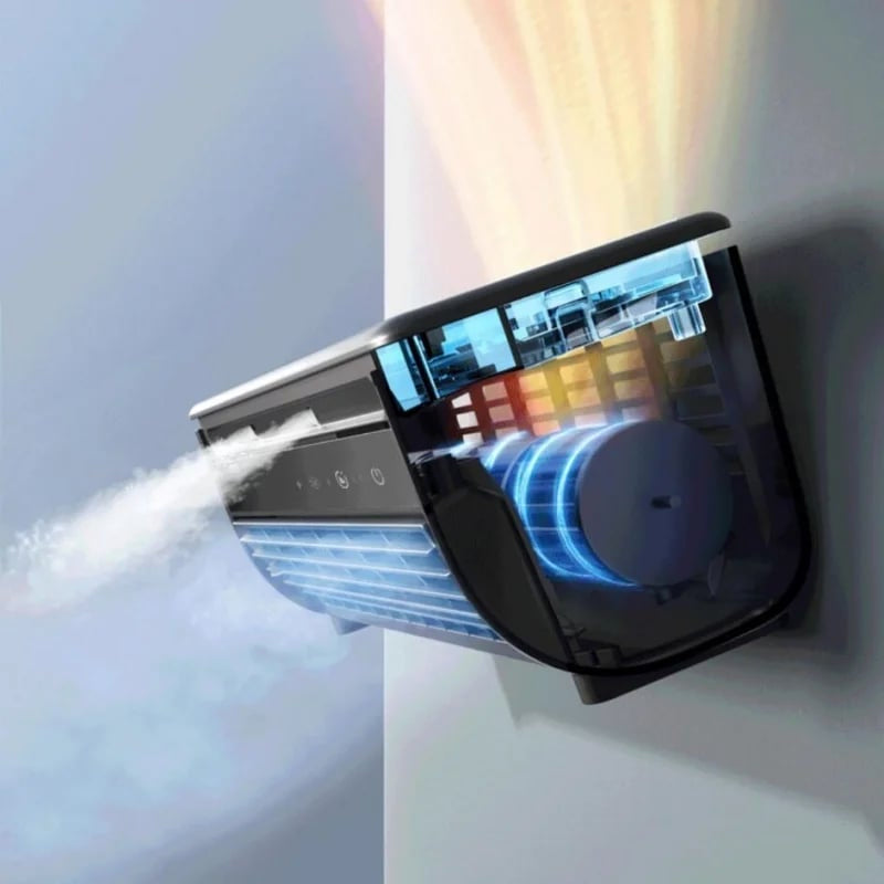 Compact Portable Air Conditioner with Fast Cooling Technology – Rechargeable, 12h Runtime, Desktop & Wall-Mount Use