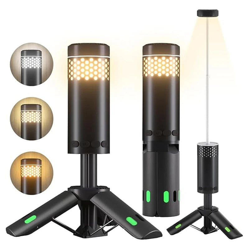 Battery-Powered LED Camping Lamp with Tripod and Power Bank – Long-Lasting Portable Light for Camping, Travel and Outdoor Use