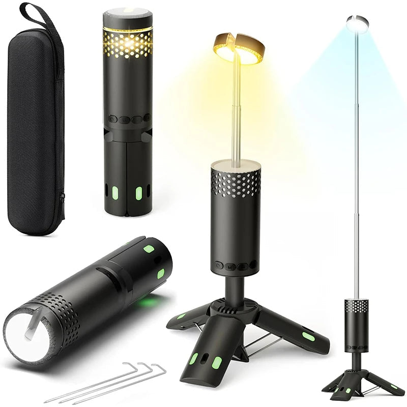 Battery-Powered LED Camping Lamp with Tripod and Power Bank – Long-Lasting Portable Light for Camping, Travel and Outdoor Use