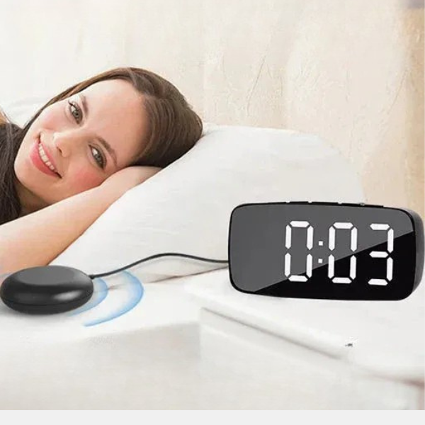 Vibrating Alarm Clock with Bed Shaker – Loud Wake-Up Alarm for Heavy Sleepers, Seniors and Deep Sleepers