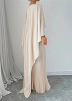 Makayla | Pleated Cape Maxi Dress for Women – Perfect for Wedding Guests
