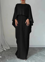 Makayla | Pleated Cape Maxi Dress for Women – Perfect for Wedding Guests