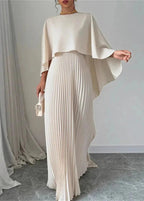 Elara Wyn. – Pleated Batwing Sleeve Maxi Dress