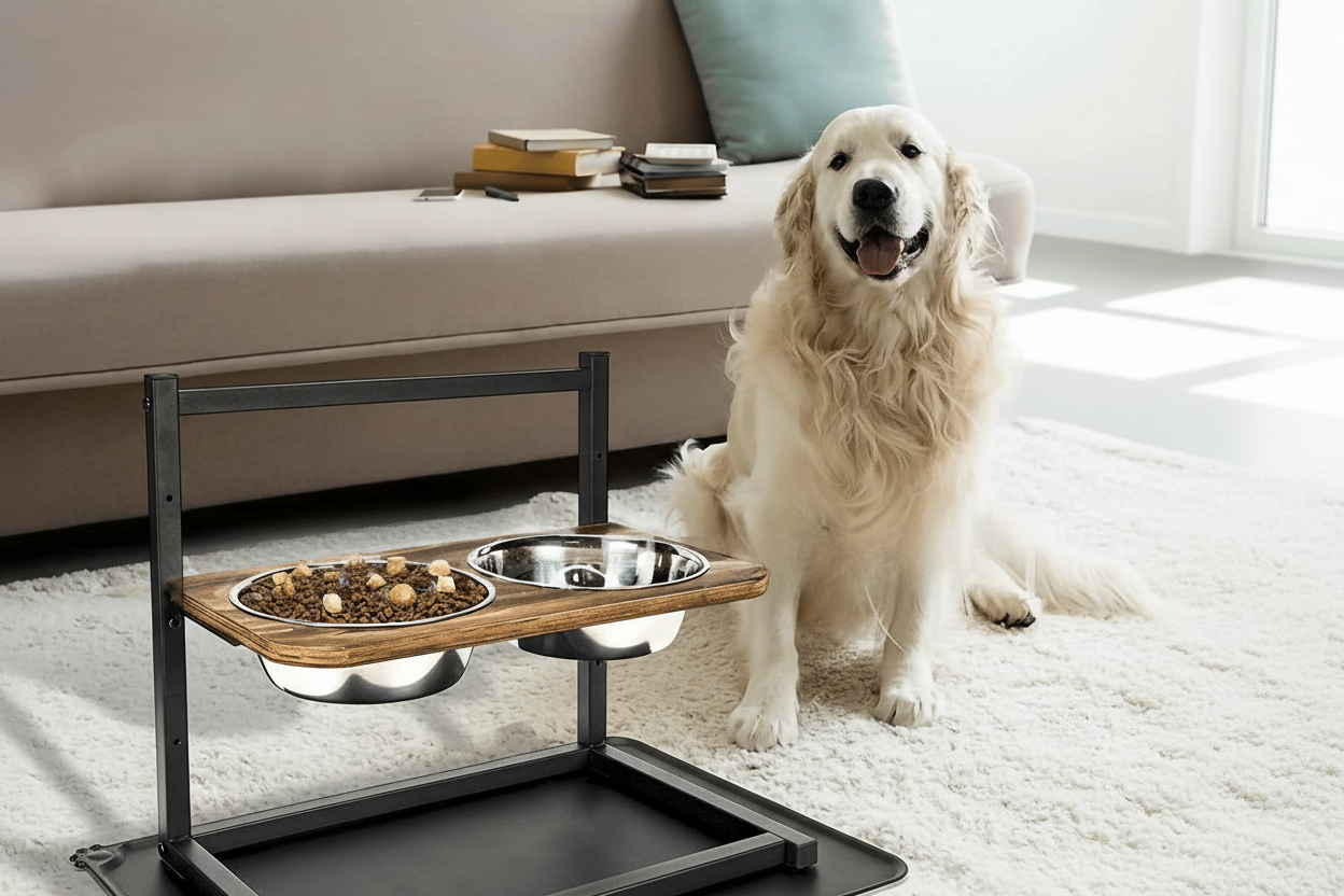 Raised Dog Feeding Station for Comfortable Mealtimes – Elevated Food and Water Bowl Stand for Dogs of All Sizes