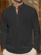 Men’s Linen-Style Shirt for Summer Outfits – Lightweight Button-Up Shirt for Holidays and Everyday Wear