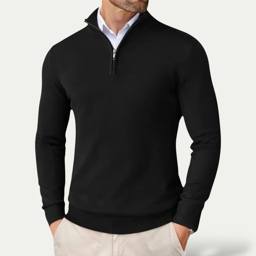 Men's Pullover with Zip and Long Sleeves for a Casual Look