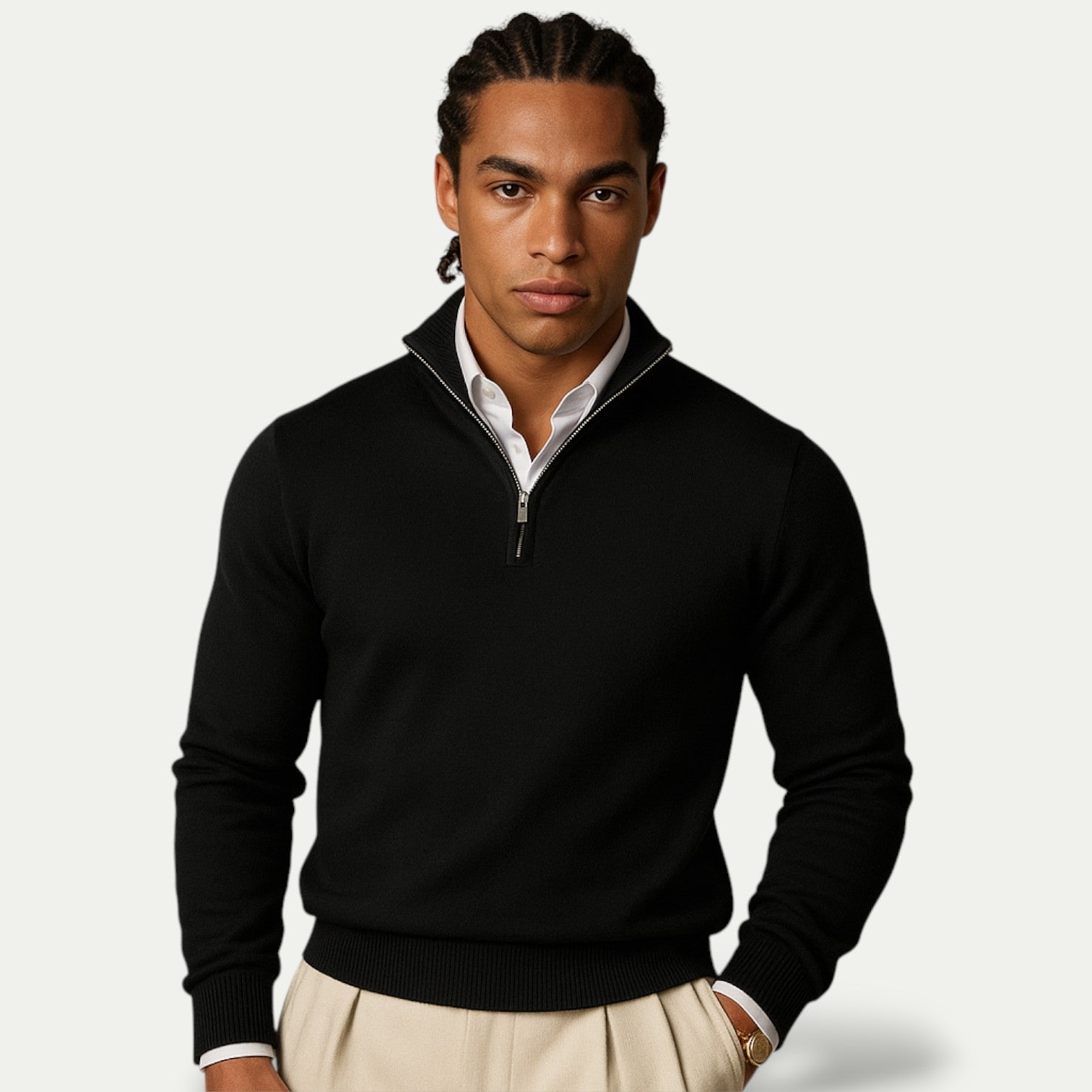 Men's Pullover with Zip and Long Sleeves for a Casual Look