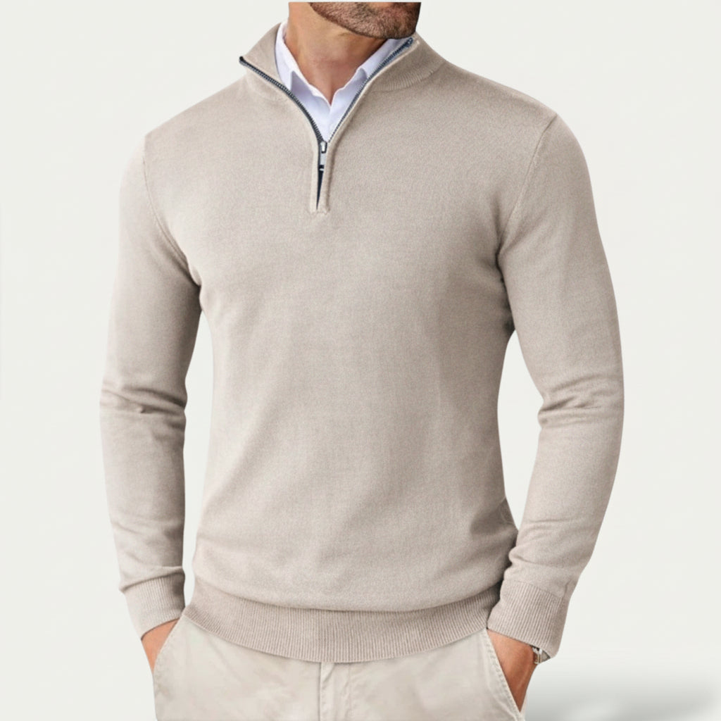 Men's Pullover with Zip and Long Sleeves for a Casual Look