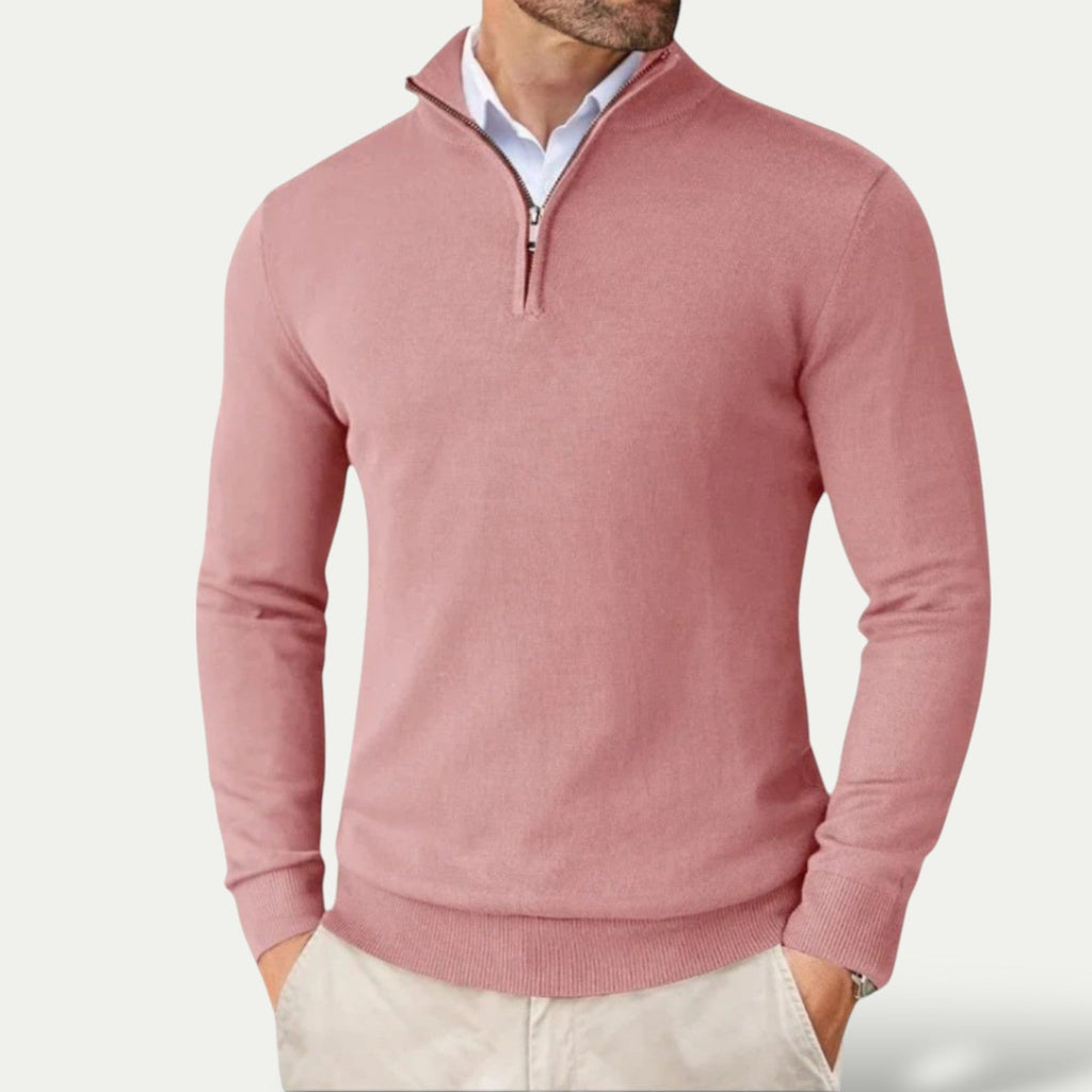 Men's Pullover with Zip and Long Sleeves for a Casual Look