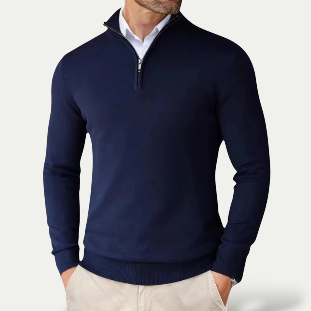 Men's Pullover with Zip and Long Sleeves for a Casual Look