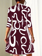Women’s Mini Summer Dress with Round Neck and 3/4 Sleeves – Lightweight Casual Dress for Warm Weather and Everyday Wear