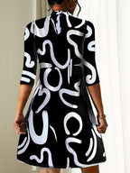 Women’s Mini Summer Dress with Round Neck and 3/4 Sleeves – Lightweight Casual Dress for Warm Weather and Everyday Wear