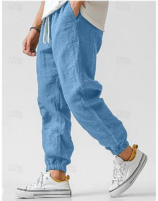 Men’s Linen-Style Cargo Pants for Casual Wear – Lightweight Utility Trousers for Summer, Travel and Everyday Outfits