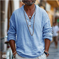 Men’s Linen-Style Casual Popover Shirt – Lightweight Summer Shirt for Holidays, Travel and Everyday Wear
