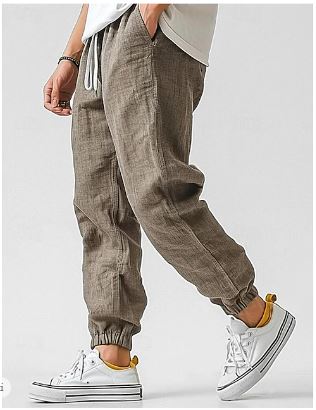 Men’s Linen-Style Cargo Pants for Casual Wear – Lightweight Utility Trousers for Summer, Travel and Everyday Outfits