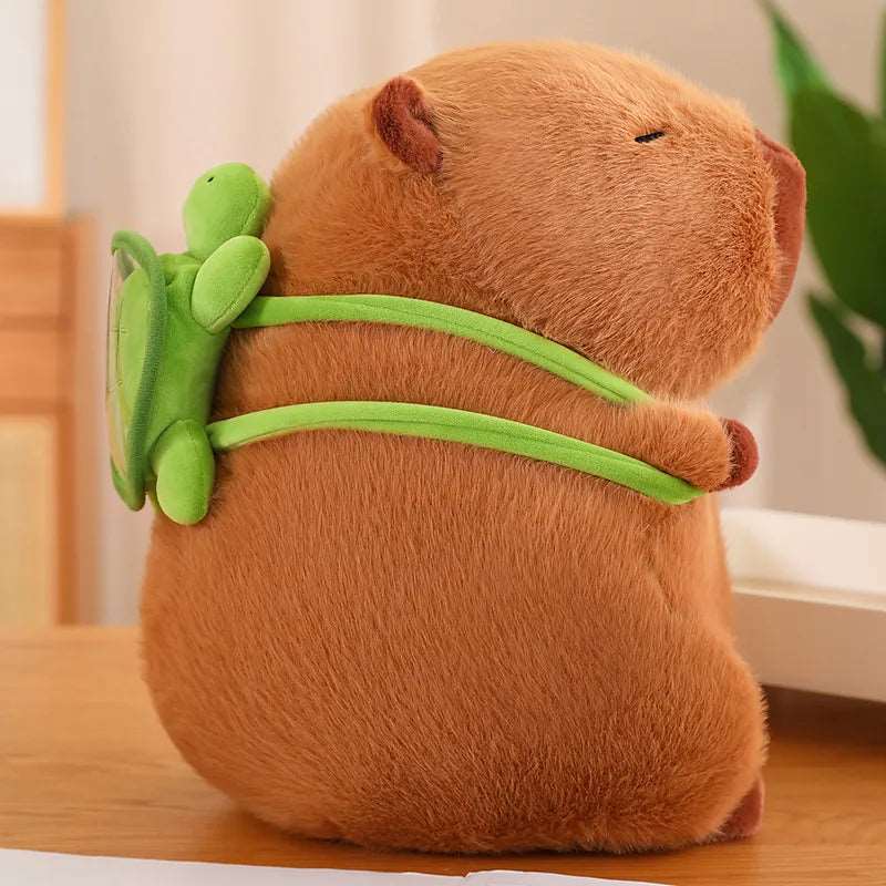 Capybara Plush Toy with Turtle Backpack – Cute Soft Stuffed Animal for Cuddling, Gifts and Bedroom Decor