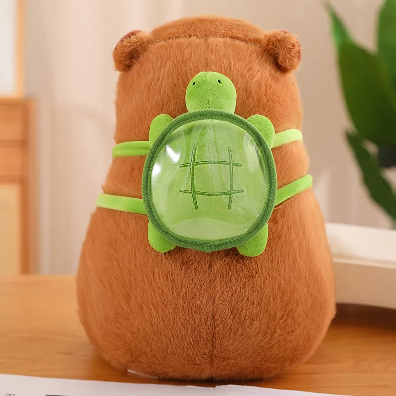 Capybara Plush Toy with Turtle Backpack – Cute Soft Stuffed Animal for Cuddling, Gifts and Bedroom Decor