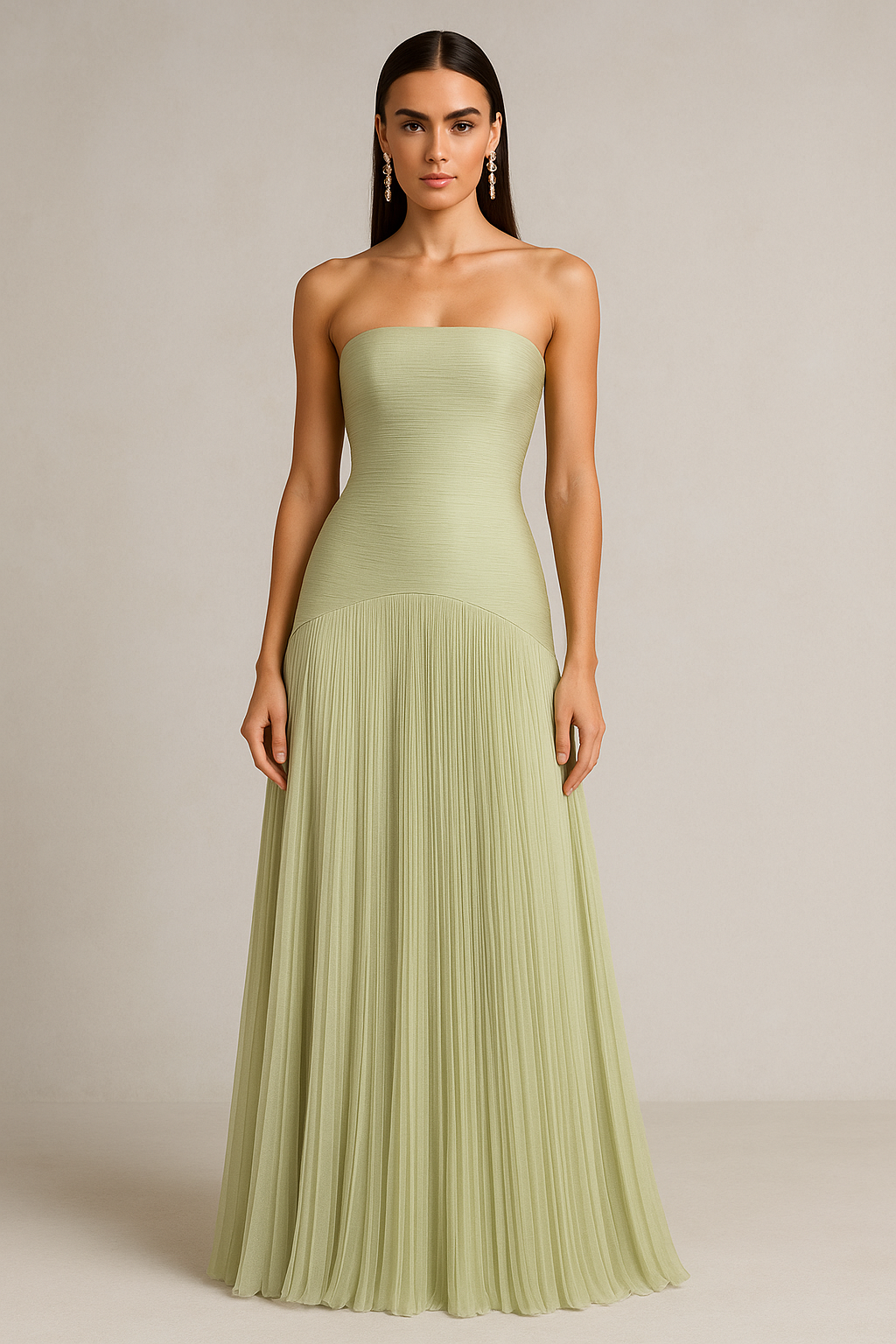Lysandra Eve. – Strapless Pleated Long Dress