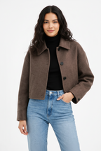 Riley | Autumn – Oversized Short Coat with Wool-Like Texture