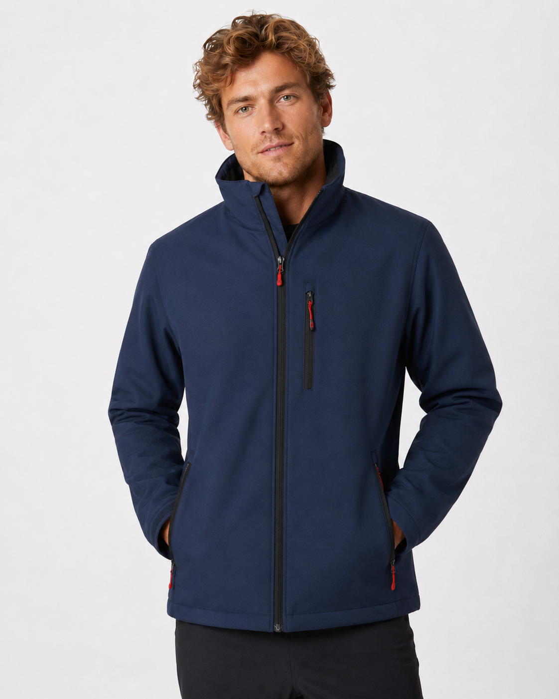 Men's Zip-Up Jacket with Water-Resistant Design and Collar