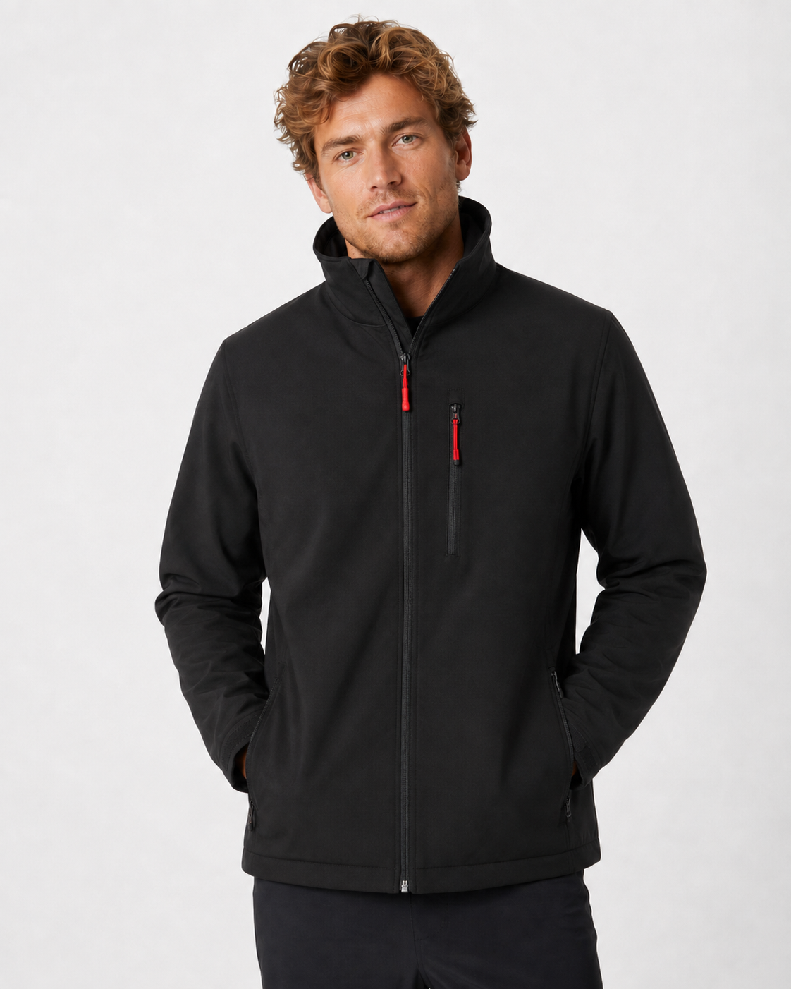 Men's Zip-Up Jacket with Water-Resistant Design and Collar