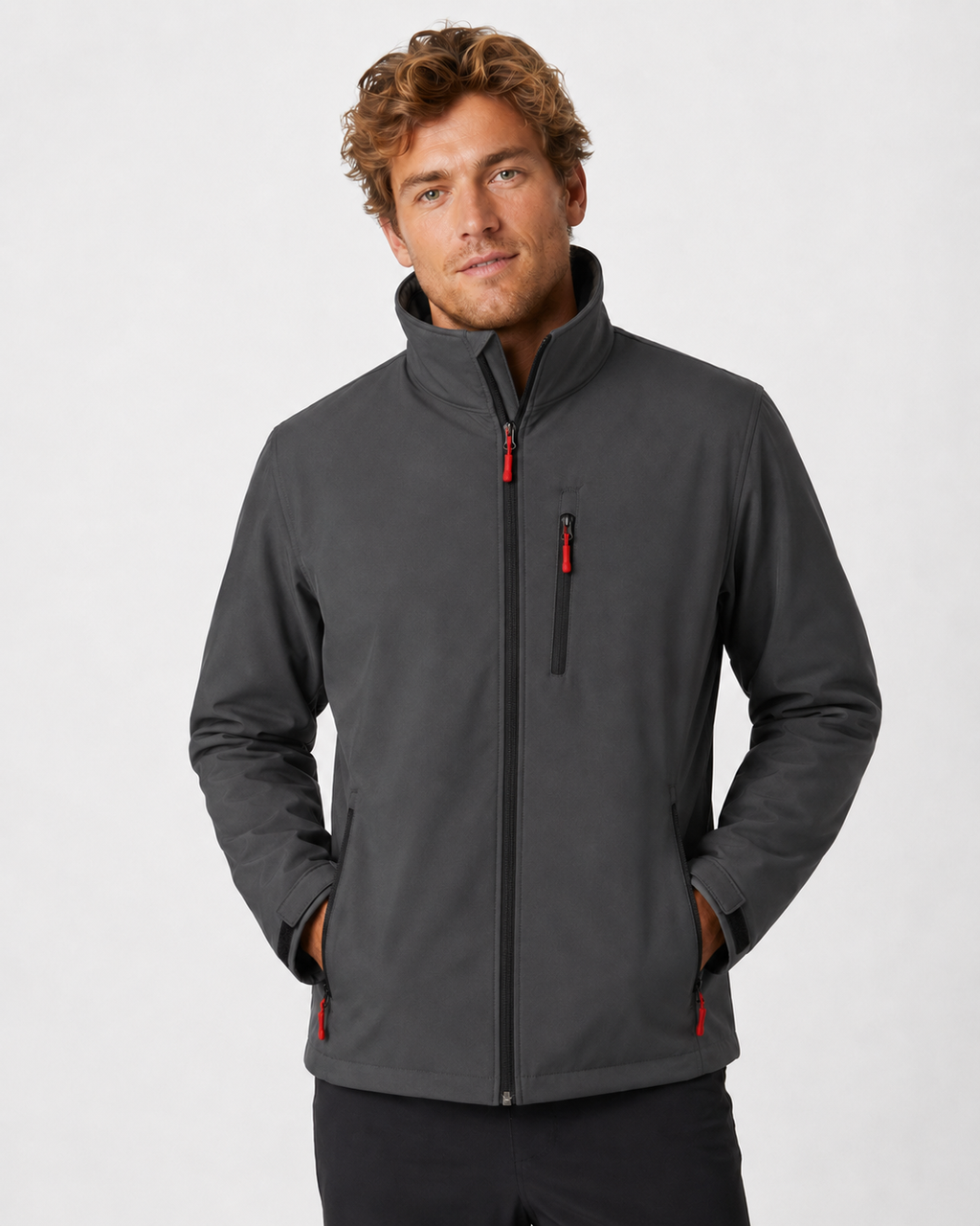 Men's Zip-Up Jacket with Water-Resistant Design and Collar