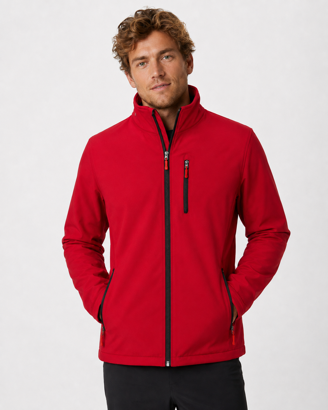 Men's Zip-Up Jacket with Water-Resistant Design and Collar
